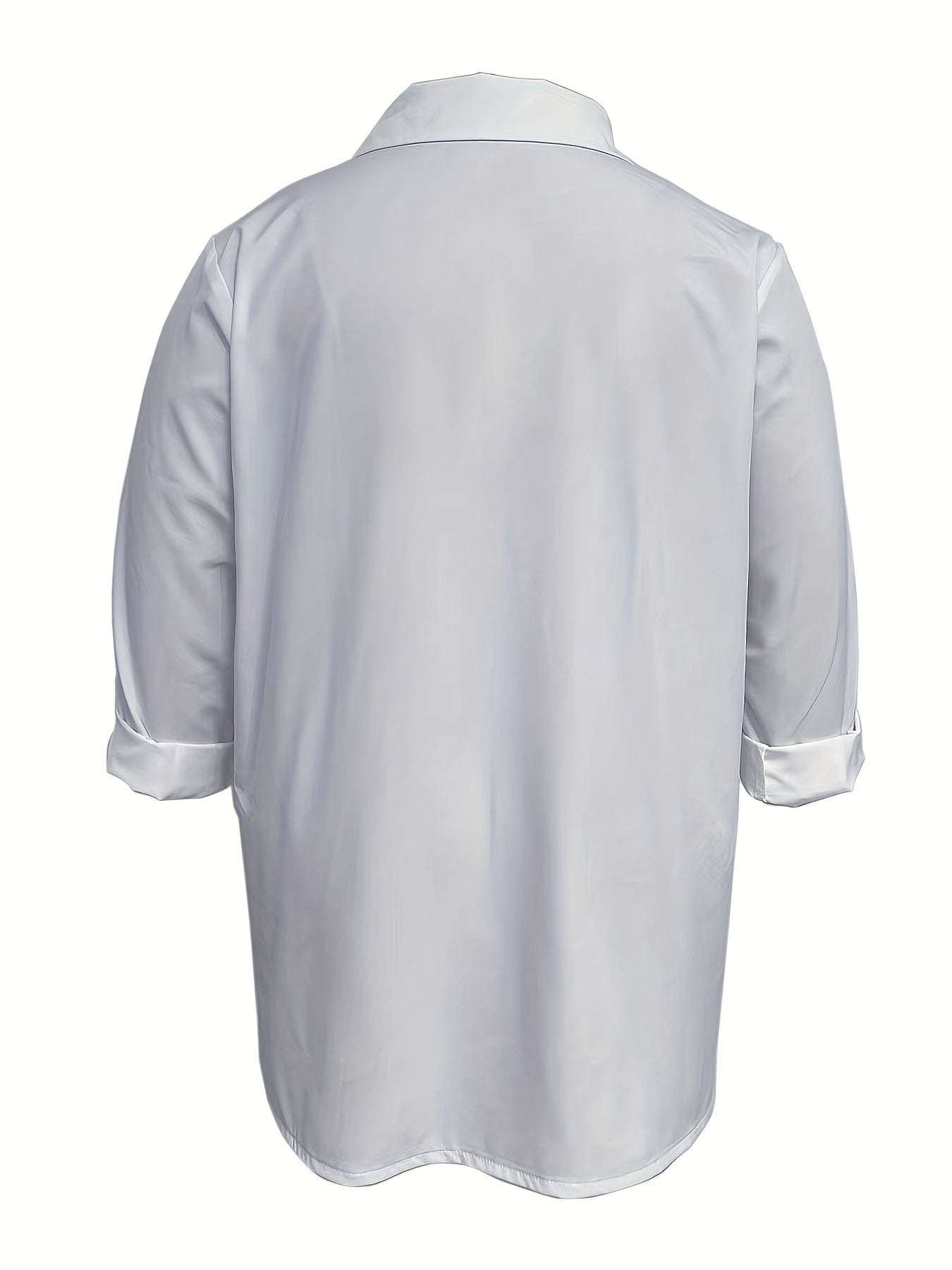 Solid 3/4 Sleeve Button Up Shirt