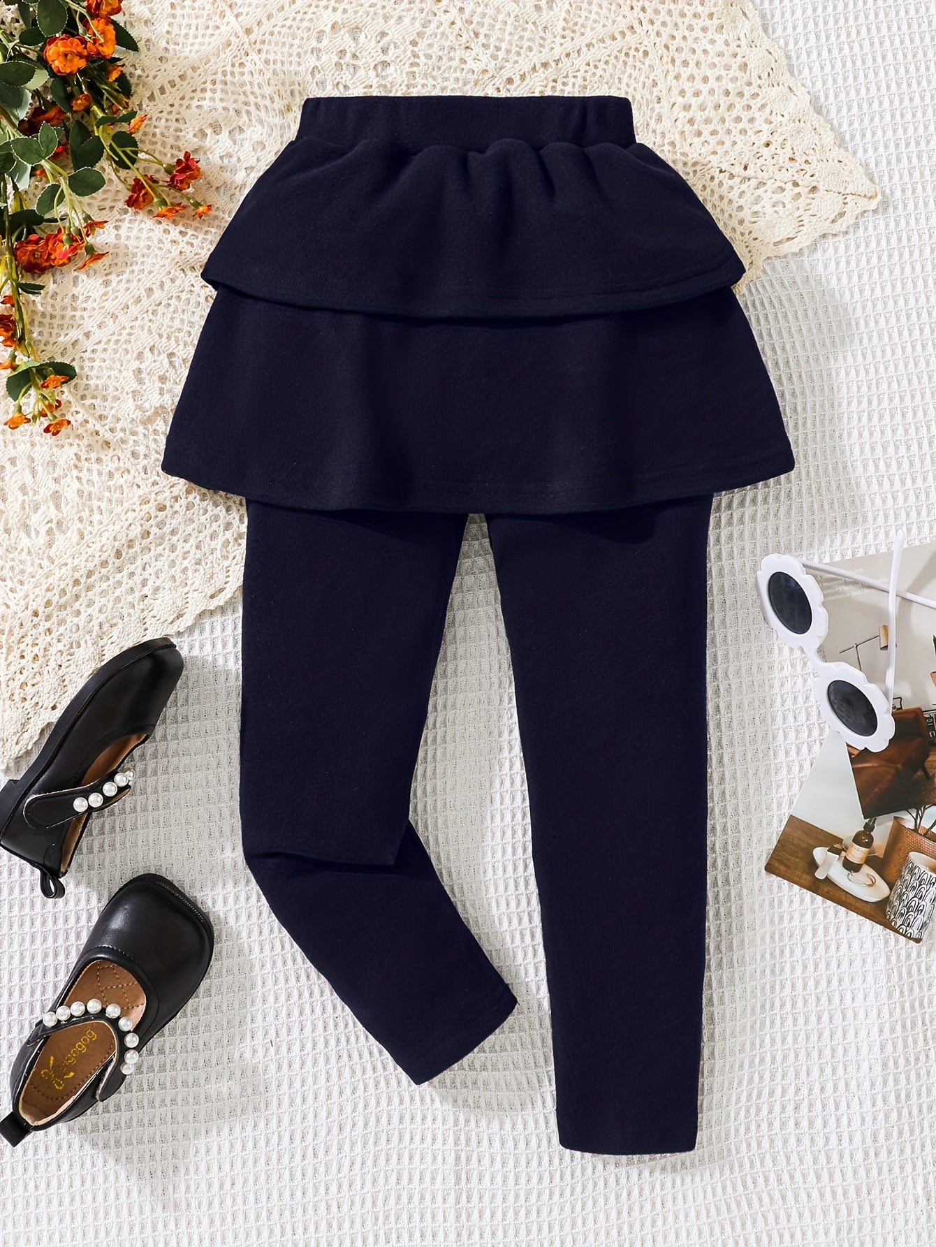 Girls' 2 In 1 Footless Leggings With Tutu Skirt