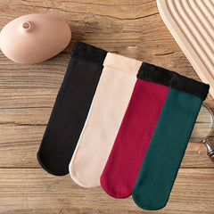 8 Pairs Plush Lined Home Floor Socks Women's Stockings