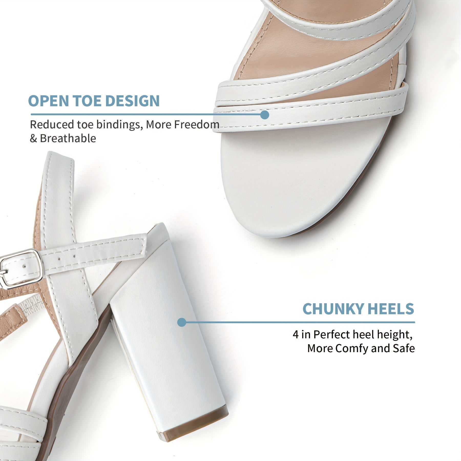 Women's Block Heeled Sandals Strappy Open Toe Ankle Strap Slingback