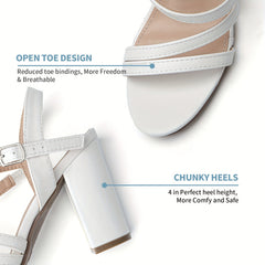 Women's Block Heeled Sandals Strappy Open Toe Ankle Strap Slingback