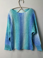 Ombre Boat Neck Pullover Sweater Long Sleeve Sweater
