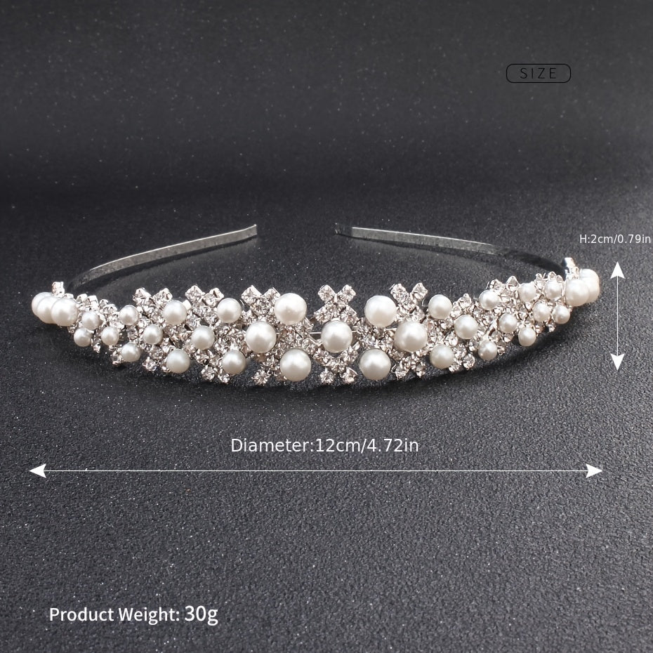 Faux Pearl Rhinestone Hairband Headband Princess Tiara