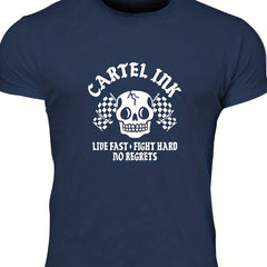 Men's Skull Graphic T-shirt Casual Comfy Crew Neck Tee