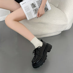 Women's Chunky Heel Loafers Lace Up Shoes Comfortable Dress Shoes