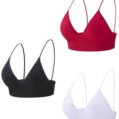3 Pcs Thin Strap Sports Bras Breathable Padded Bra Women's Lingerie & Underwear