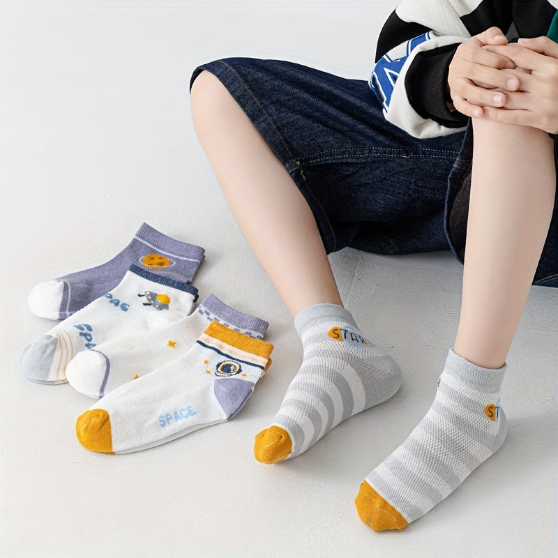 Kids Astronaut Graphic Mesh Crew Socks - Spring Summer