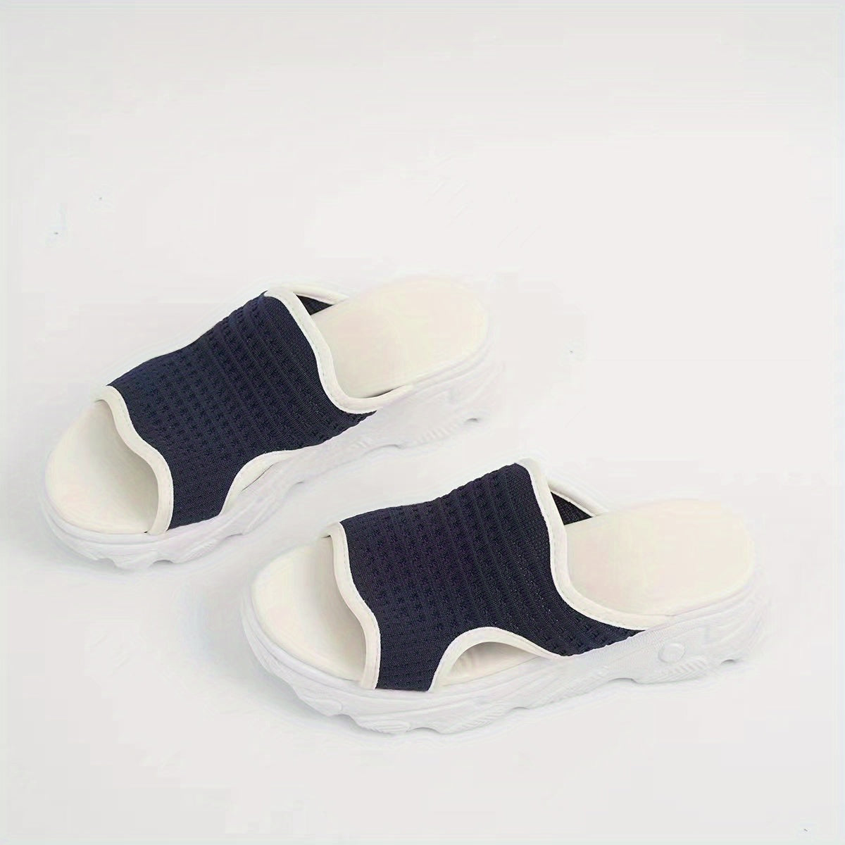 Women's Knitted Slide Sandals Open Toe Slip On Platform Slide Shoes
