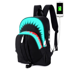 Luminous Backpack Boys Shark Backpack Waterproof USB Charging Port