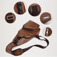 Men's Crossbody Bag With USB Charging Port Outdoor Shoulder Bag