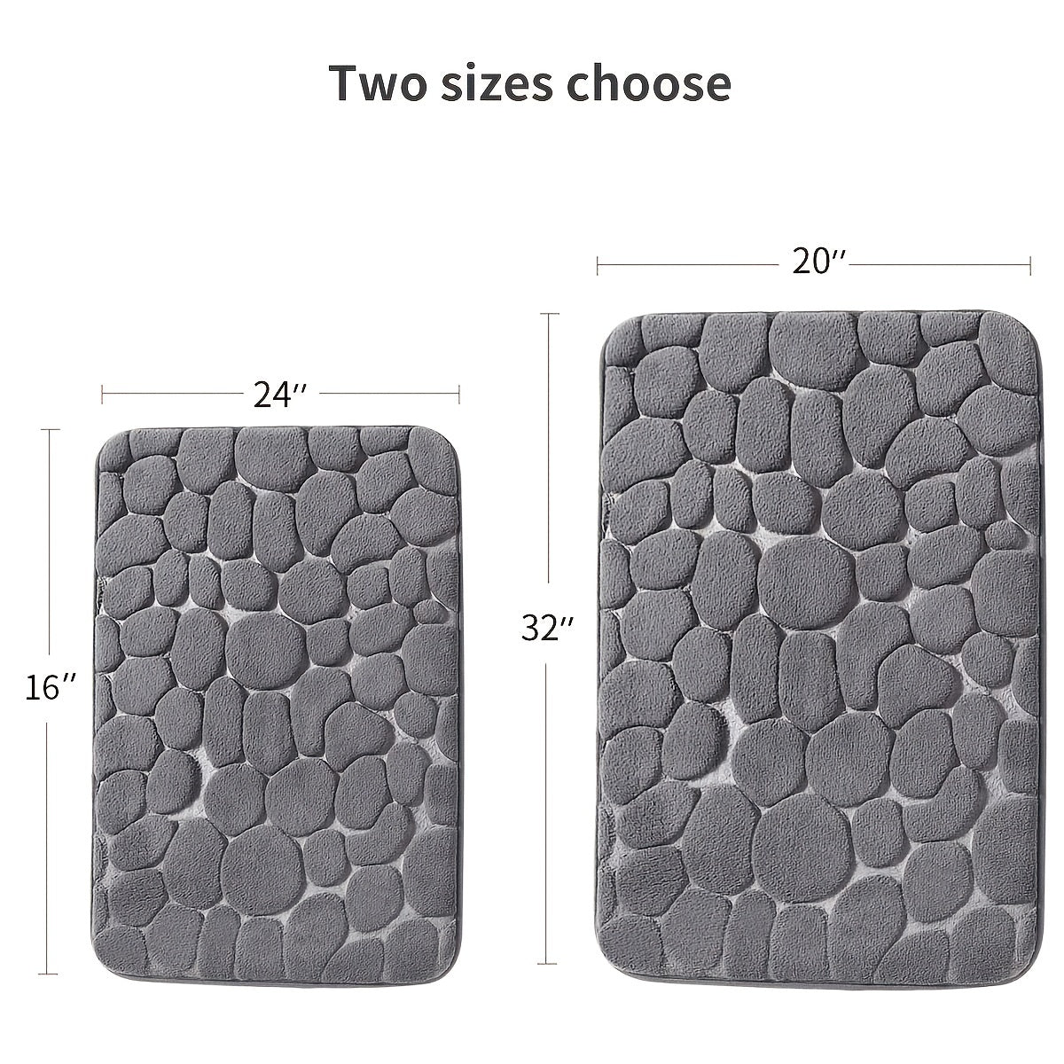 Grey Bath Floor Mat Non Slip Absorbent Rug Bathroom Carpet Stone Pattern