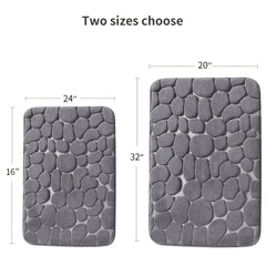 Grey Bath Floor Mat Non Slip Absorbent Rug Bathroom Carpet Stone Pattern