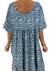 Plus Size Casual Dress Women's Print Bell Sleeve Smock Dress