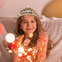 Girls Birthday Party Crown & Shoulder Strap Rhinestone Tiara Princess Set