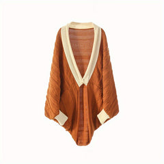 Cashmere Cardigan Large Warm Shawl Wrap Solid Retro Cape With Sleeves