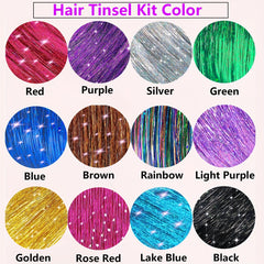 Hair Tinsel Kit 12 Colors 3400 Strands Fairy Tinsel Hair Extensions