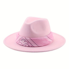 Wool Felt Hat Large Brim Ribbon Jazz Hat