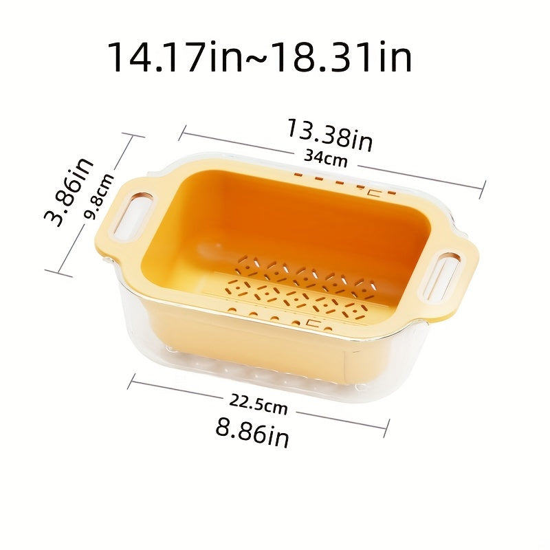 Retractable Drain Basket for Kitchen Sink Double Layer with Drain Rack