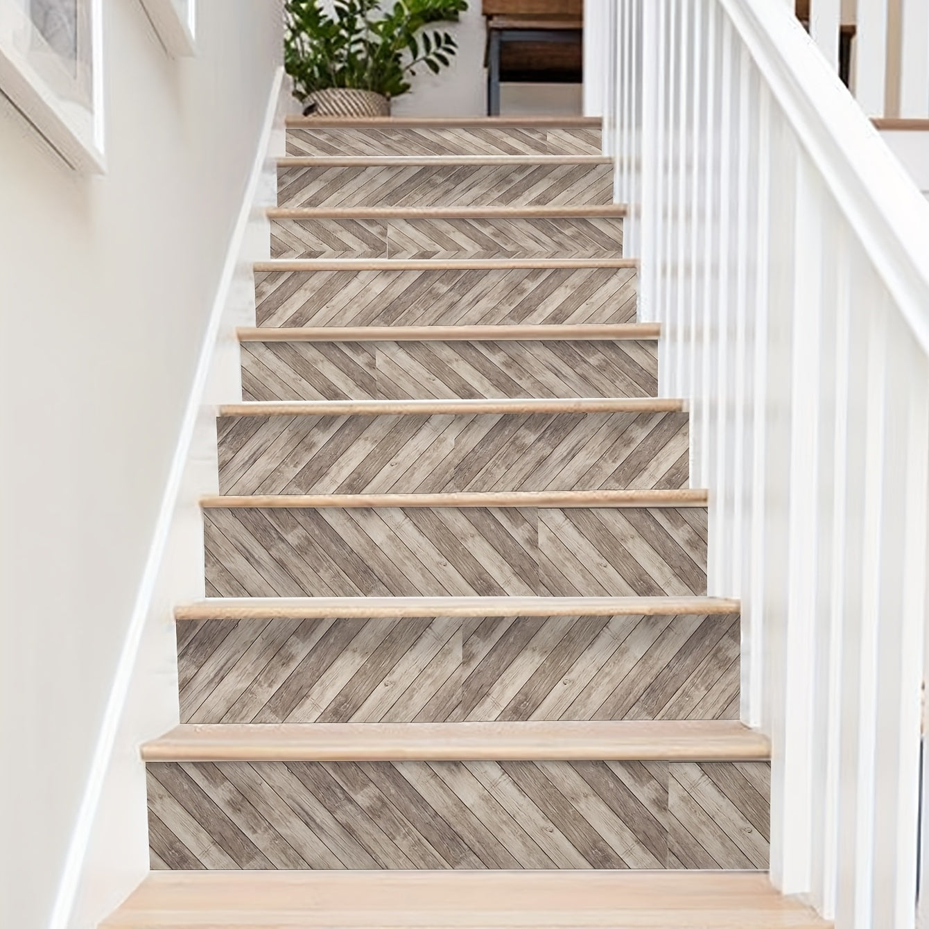 Nordic Wood Grain Stair Decal Moisture-proof Self-adhesive Wallpaper