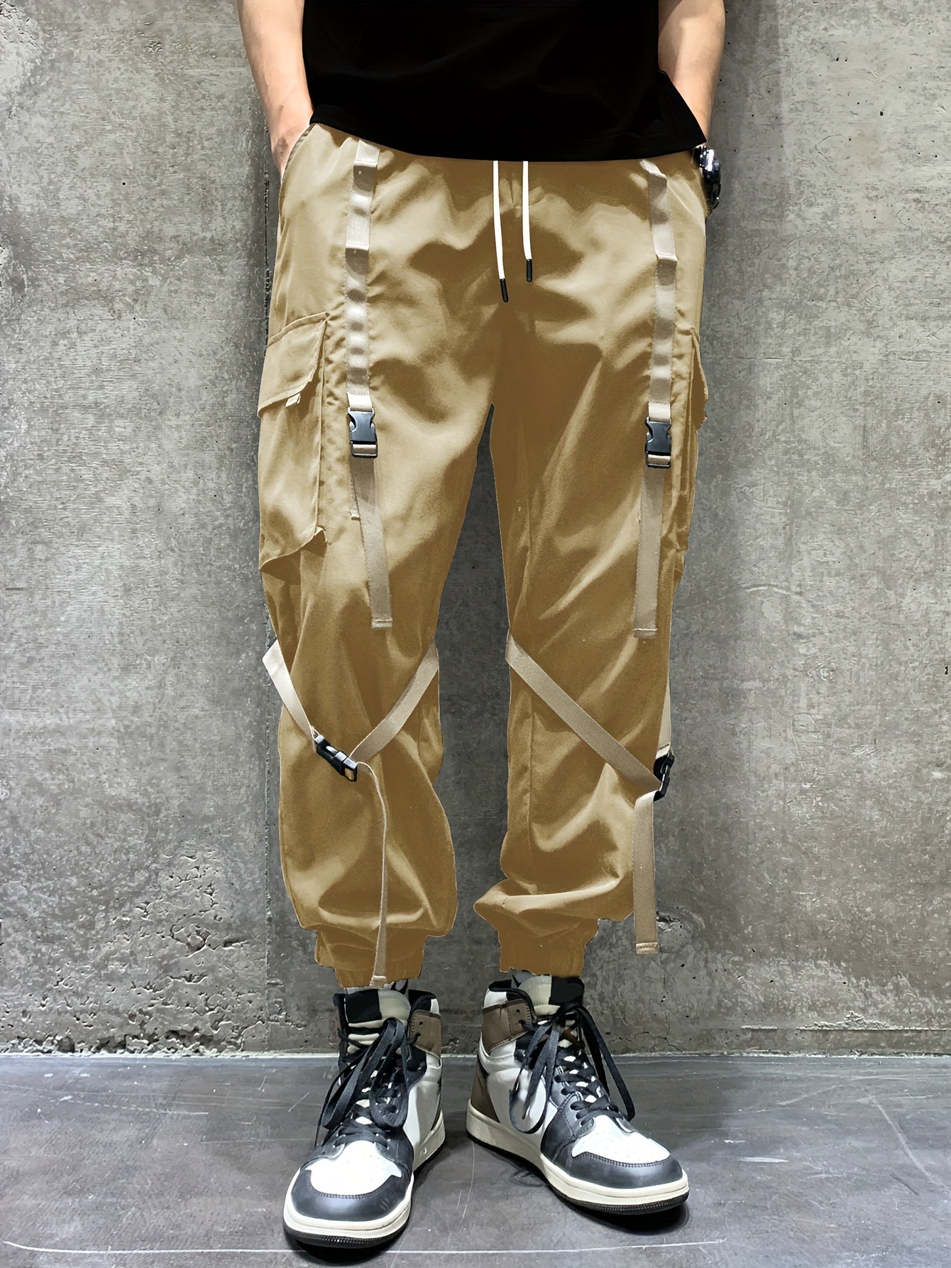 Ribbon Men's Relaxed Fit Cargo Jogger Pants Flap Pockets