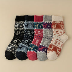 Boho Winter Warm Socks for Men & Women Christmas Retro Stretchy Socks