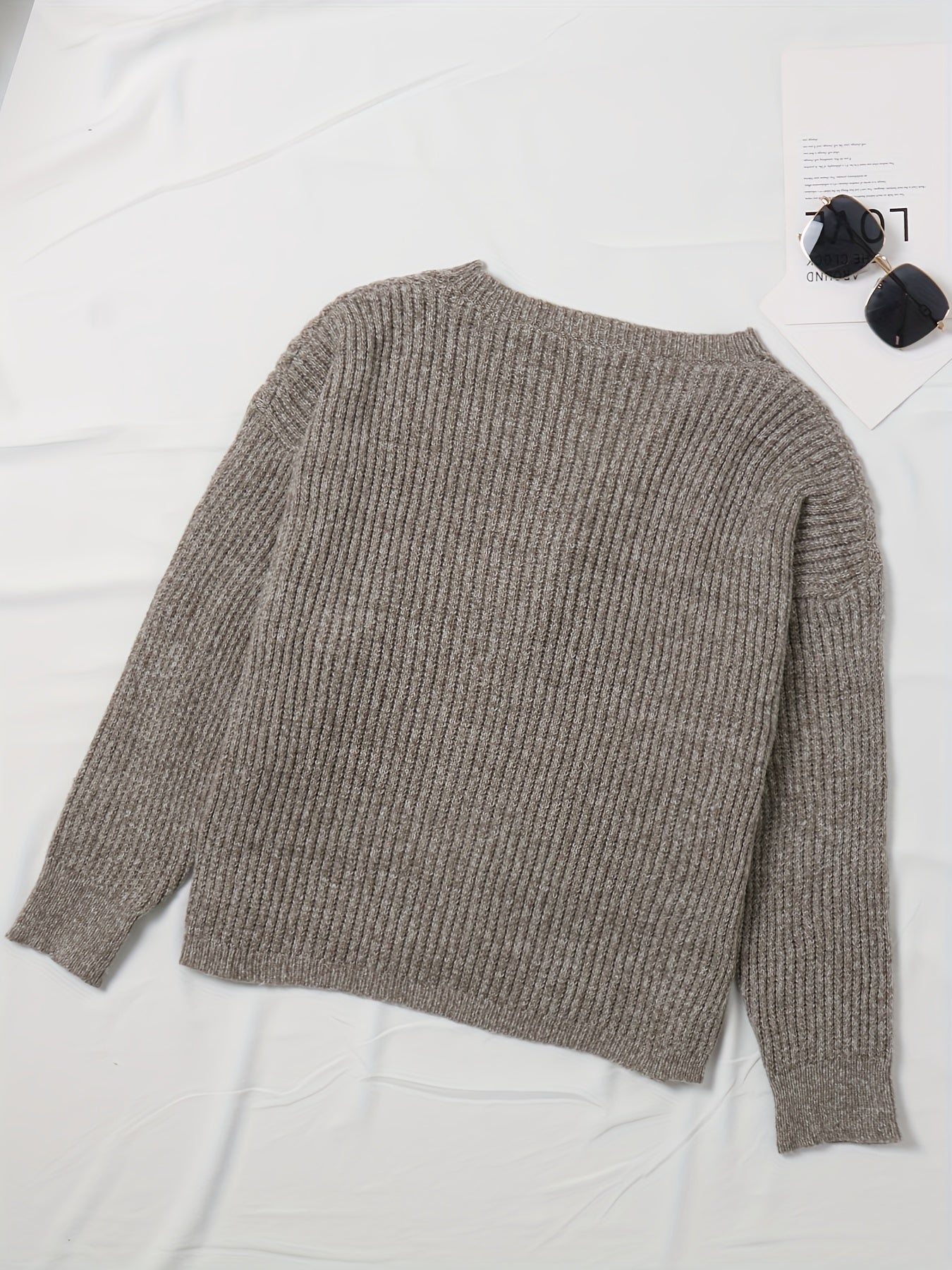 Casual Sweater Solid Long Sleeve Stretch Jumper