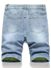 Men's Ripped Denim Shorts Loose Fit Distressed Summer Street Style