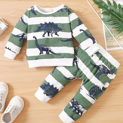 Toddler Baby 2pcs Dinosaur Pullover Sweatshirt & Pants Set