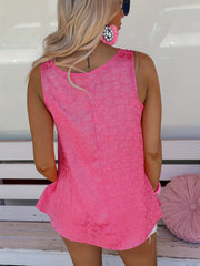 Leopard Print Tank Top Sleeveless Crew Neck Casual Top