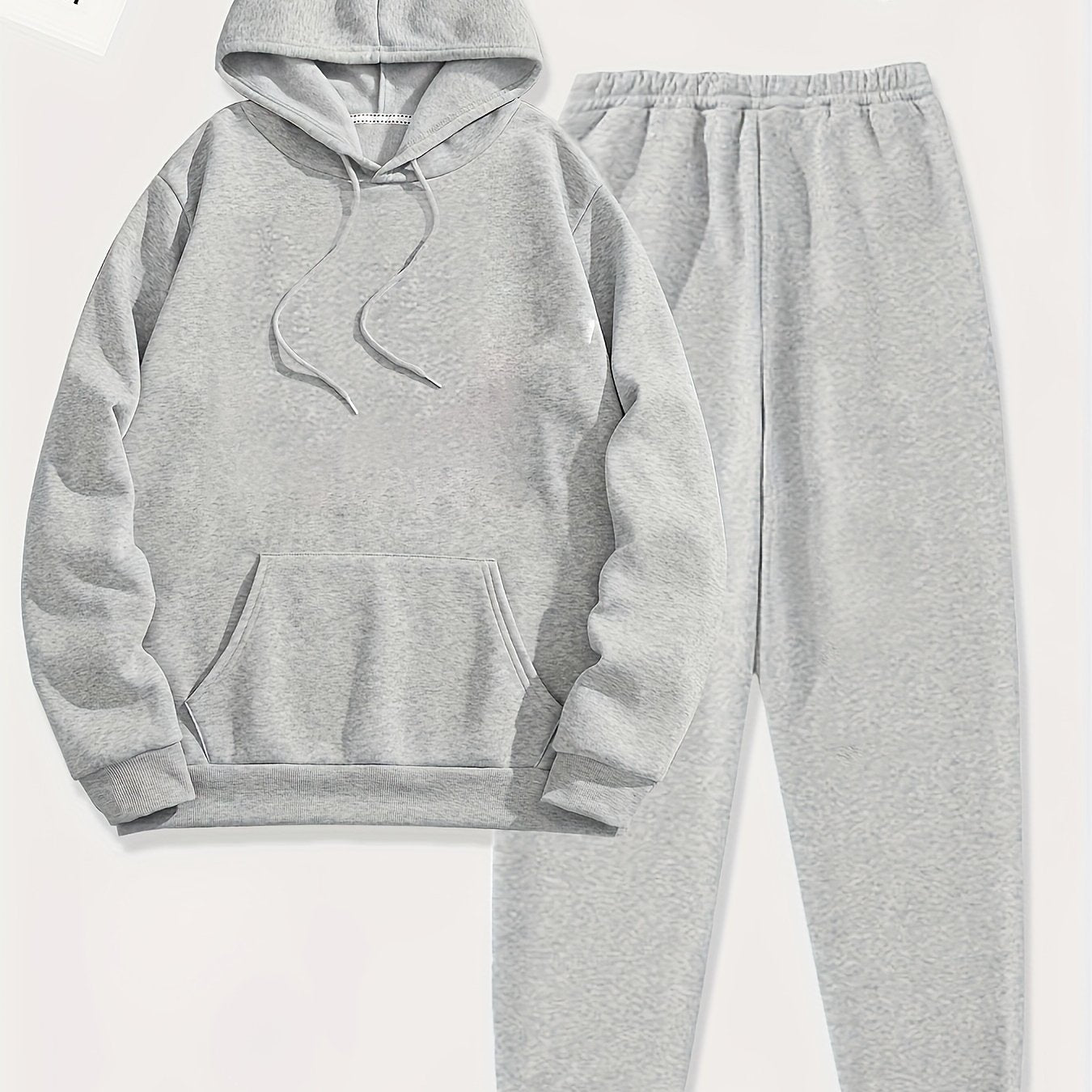 Solid Casual 2pc Set Hoodies & Jogger Pants Women's Clothing