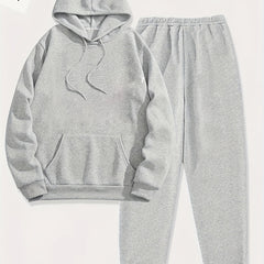 Solid Casual 2pc Set Hoodies & Jogger Pants Women's Clothing