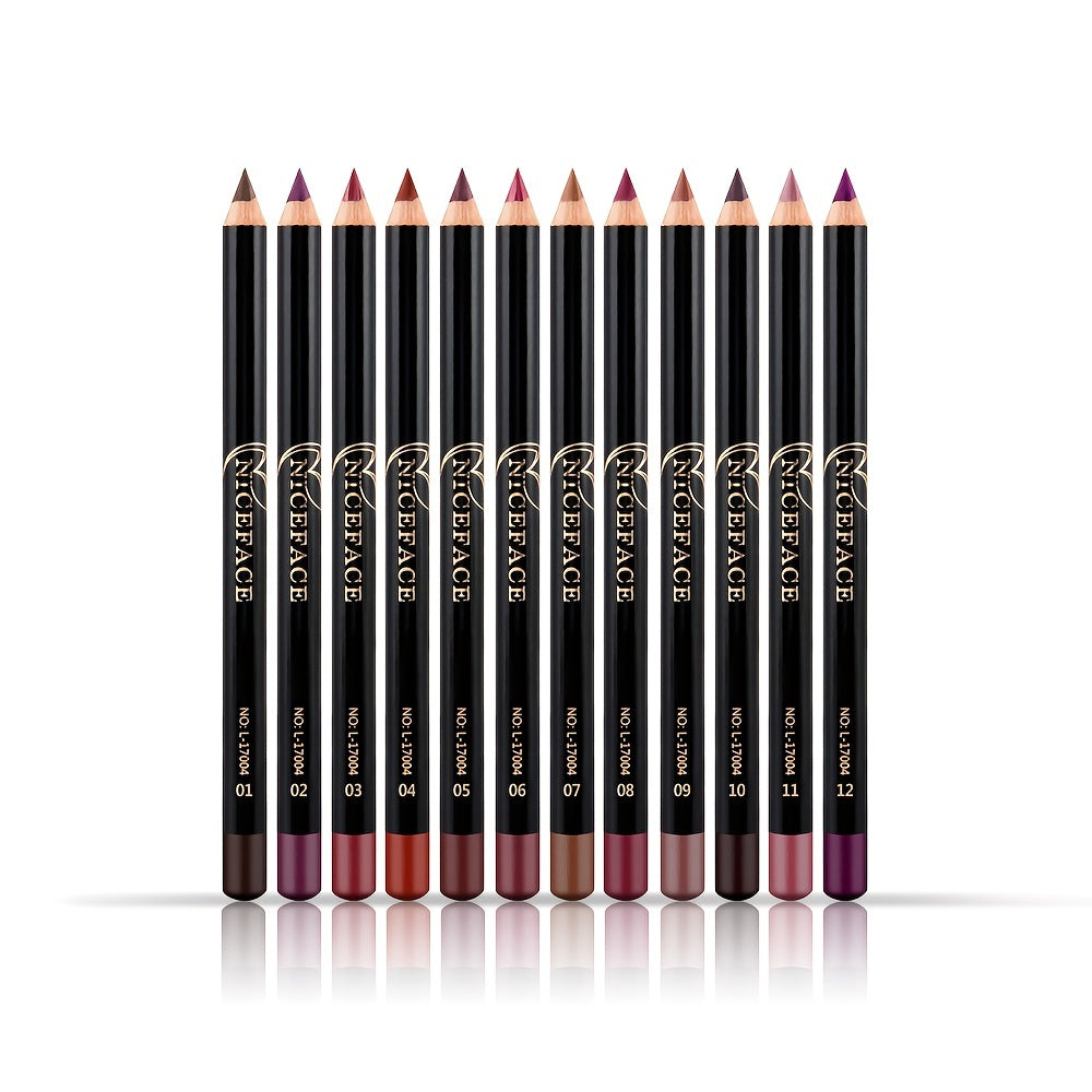 12 Nude Matte Lipstick Pencil Lip Contouring Waterproof