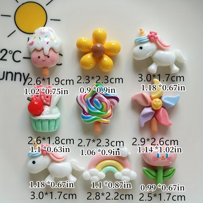 10pcs Random Mixed Unicorn Windmill DIY Resin Charms Accessories