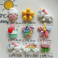 10pcs Random Mixed Unicorn Windmill DIY Resin Charms Accessories