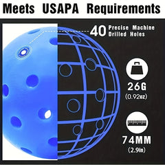 6pcs 40 Holes Outdoor Pickleball Ball Set 74mm High Elasticity Stable