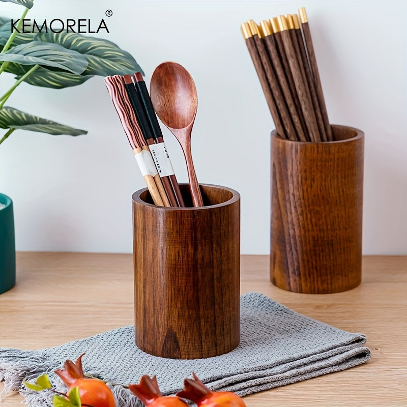 Wooden Kitchen Utensil Holder with Chopsticks Cage and Pen Holders