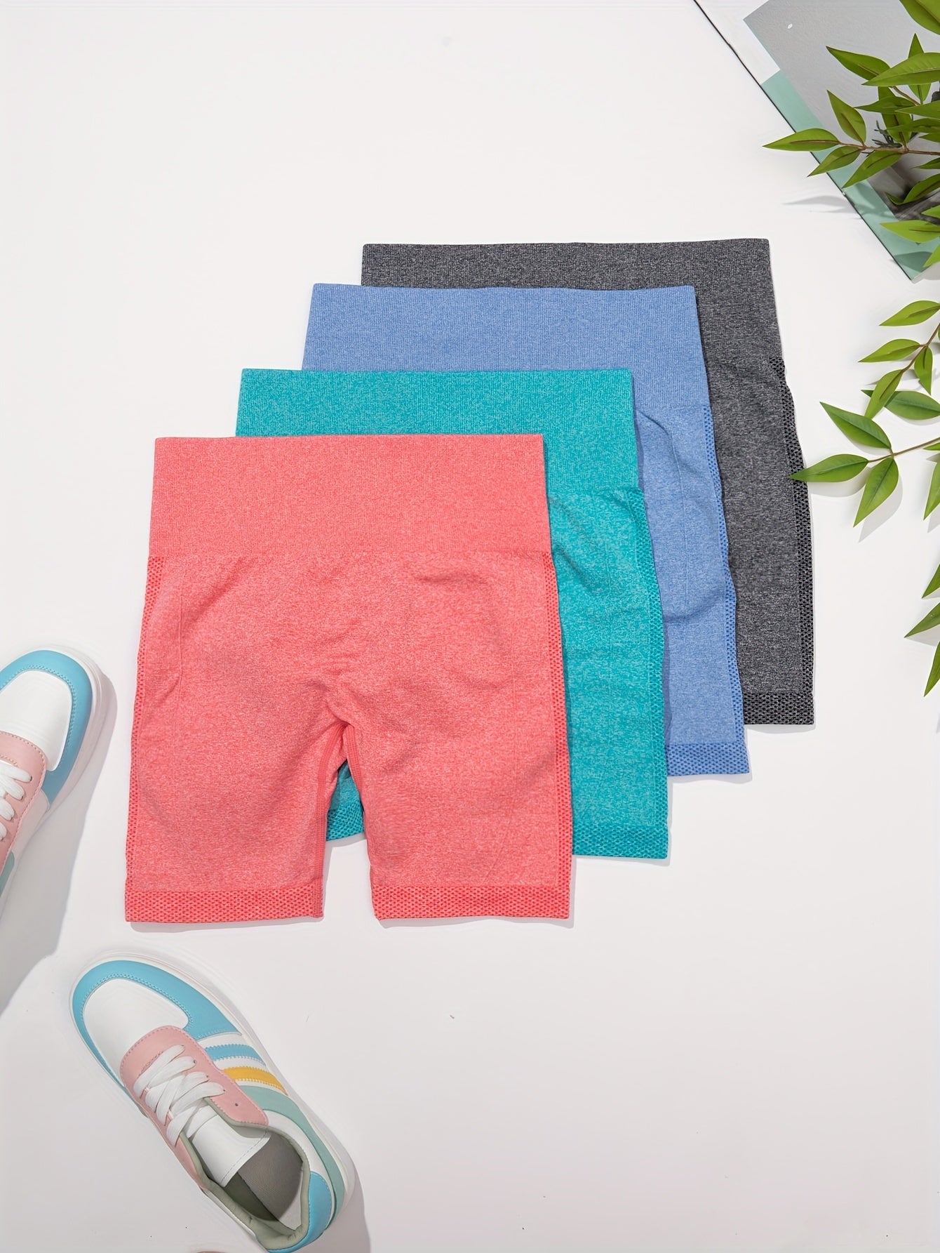 4Pcs Butt Lifting High Waist Fitness Shorts Women's Activewear