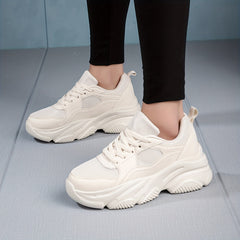 Mesh Platform Chunky Sneakers Lace Up Breathable Thick Soles