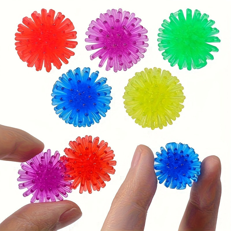 100pcs Mini Hedgehog Squeeze Toys - Colorful Spiky Balls for Party Favors