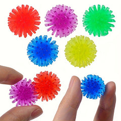 100pcs Mini Hedgehog Squeeze Toys - Colorful Spiky Balls for Party Favors