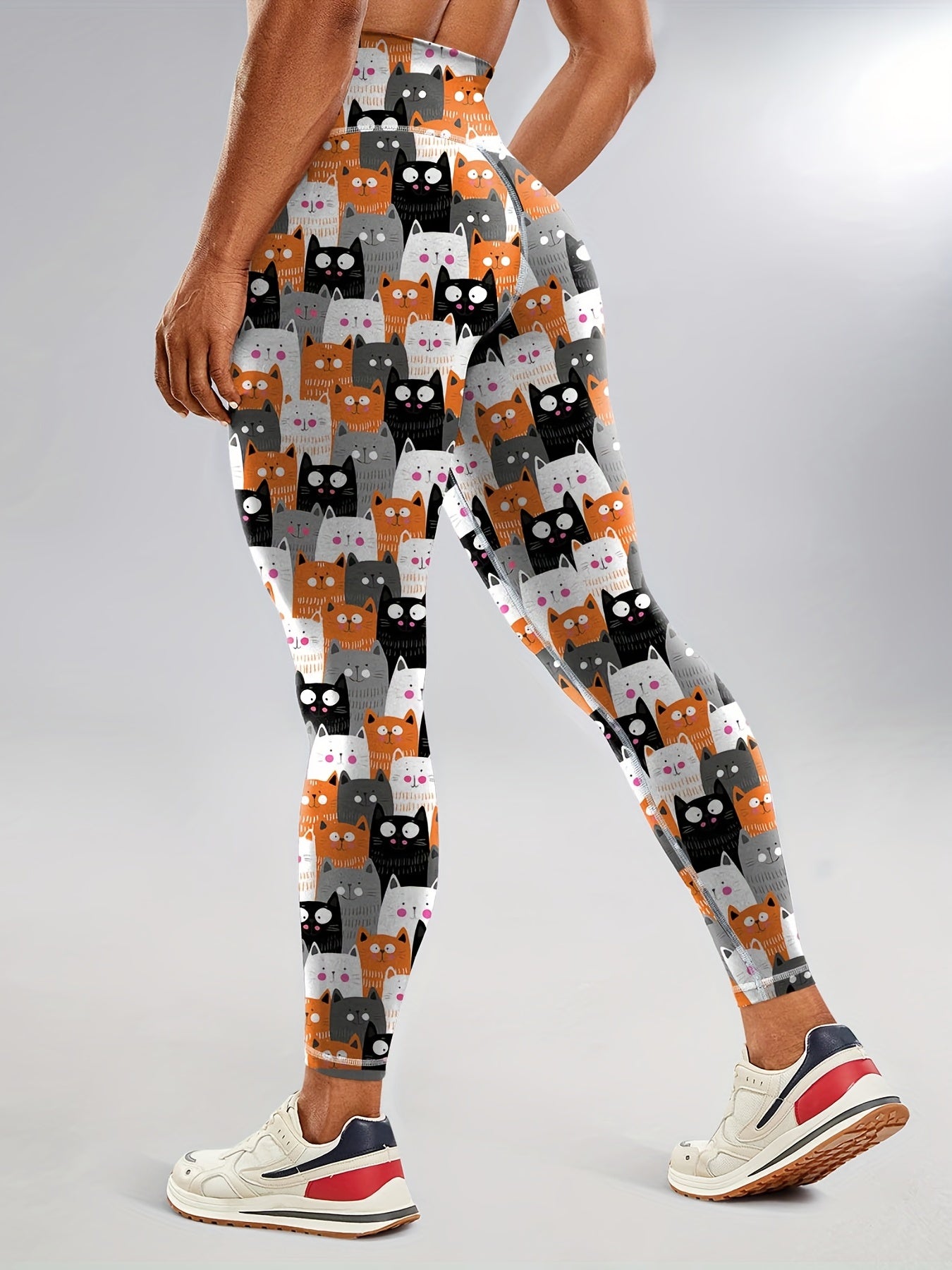 Halloween Cat Pumpkin Print Yoga Leggings High Waist Sports Tight Pants