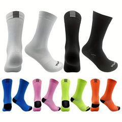 Mid Calf Athletic Socks for Cycling Running Sweat Absorbing Sports Socks