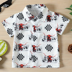 Boys Bull Print Shirt Summer Kids Clothes