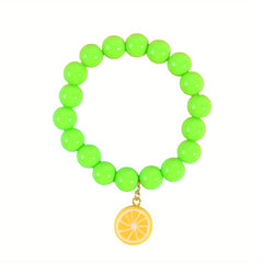 Girls Soft Pottery Fruit Pendant Kids Bead Bracelet
