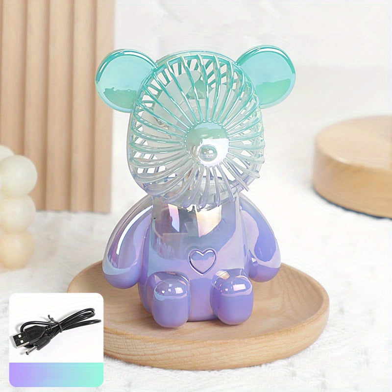 Colorful Bear Fan Handheld Mini Fan USB Charging Desk Top Decoration Fan