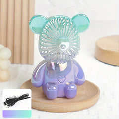 Colorful Bear Fan Handheld Mini Fan USB Charging Desk Top Decoration Fan