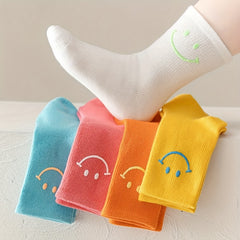 5pairs Kids Smiley Face Pattern Socks for Girls
