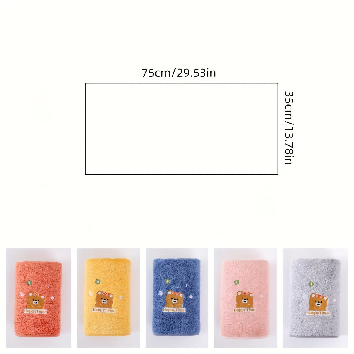 Cute Bear Embroidered Hand Towel, Quick Drying Coral Fleece Face Towel