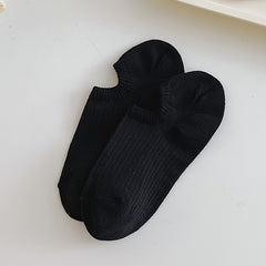 5 Pairs Ribbed Ankle Socks Casual & Comfy Women's Stockings