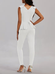 Slim V Neck Jumpsuit Sleeveless Workwear